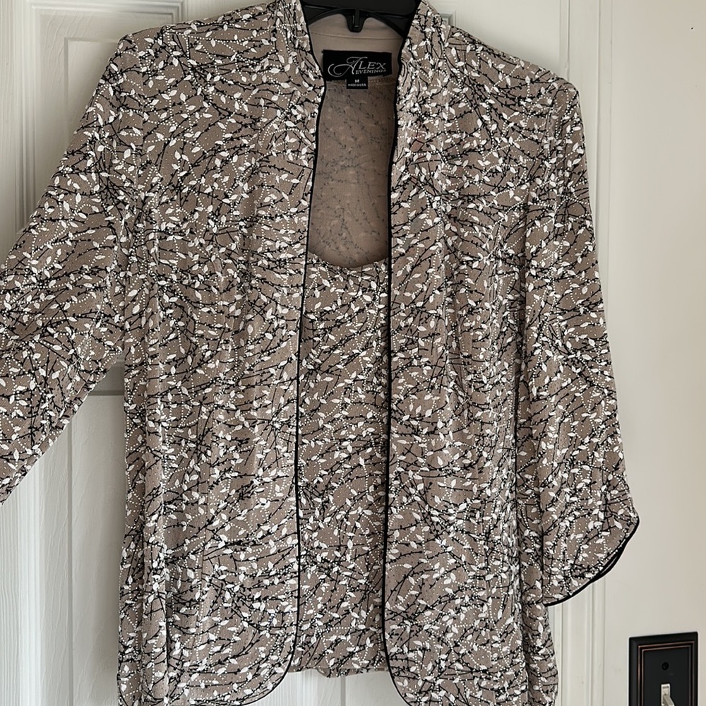 2 piece Alex evenings tan tank top and jacket set